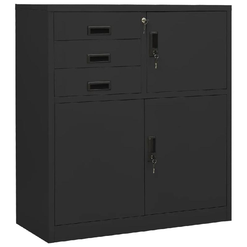 Helloshop26 - Armoire de bureau avec étagère réglable rangement 90 x 40 x 102 cm design moderne en acier anthracite 02_0046906 - acier 3000234491756_0