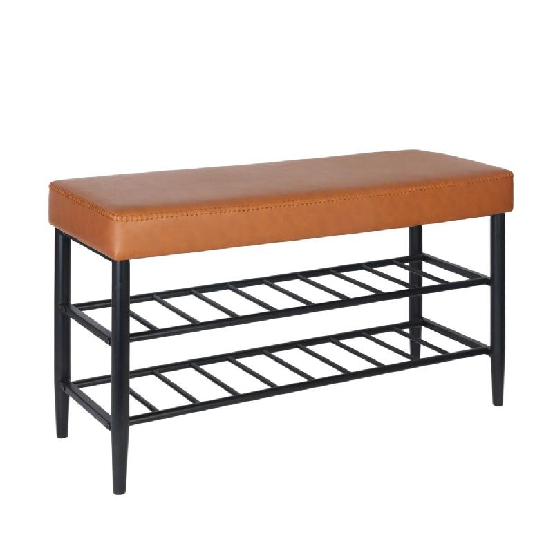 Helloshop26 - Banc à chaussures élégant avec 2 étagères pratique entrée 100 x 30 x 50 cm en fer noir 13_0017688 - noir 3000249068745_0