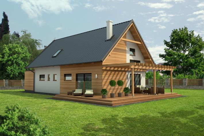 Maison à ossature en bois à demi-niveaux galerija / surface habitable 211.65 m² / toit double pente_0