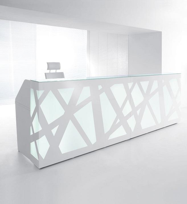 Banque d'accueil Mind - plateau verre trempé optiwhite - éclairage LED RGBW avec télécommande_0