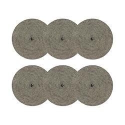 Novastyl - Lot6 Sets De Table Tisse Rond 36cm En Papier Et Coton Naturel Et Noir - 3256391034866_0