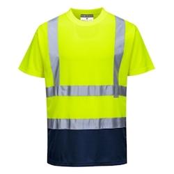 Portwest - Tee-shirt manches courtes bicolore HV Jaune / Bleu Marine Taille L - L 5036108277278_0