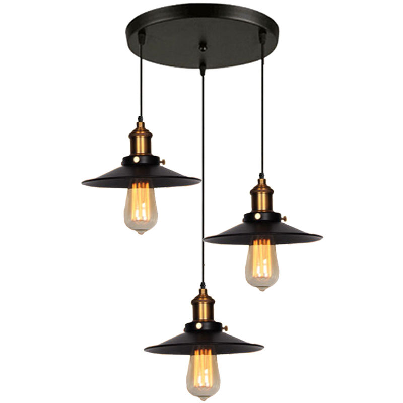 RETRO LUSTRE SUSPENSION INDUSTRIELLE 3 LUMIERES PLAFONNIER ABAT JOUR METAL LUMINAIRE POUR SALLE A MANGER COULOIR CHAMBRE AXHUP RETRO LUSTRE SUSPENSION INDUSTRIELLE 3 LUMIERES PLAFONNIER ABAT JOUR METAL LUMINAIRE POUR SALLE A MANGER COULOIR CHAMBRE AXHUP