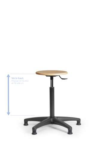 Tabouret de bureau - assise bois fixe - vérin haut - réf. TABBOISFIXVHP_0
