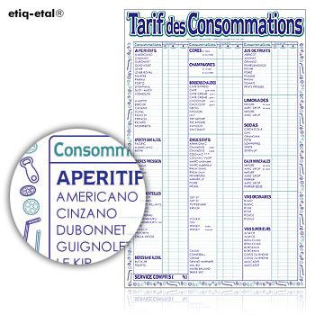 TARIF DES CONSOMMATIONS PRIM 2 COULEURS