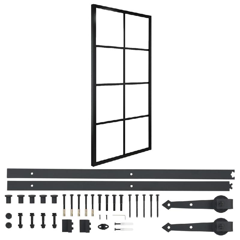 Vidaxl porte coulissante quincaillerie aluminium et verre esg 90x205cm 3056798_0