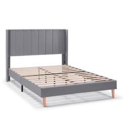 VS Venta-stock Cadre de lit rembourré Noelia 30 cm, 140x190 cm, Gris foncé - gris polyester I24024_0