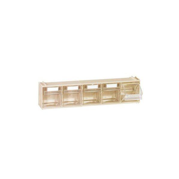 Bloc-tiroir 5 cases Beige - façades transparentes - superposables et modulables_0