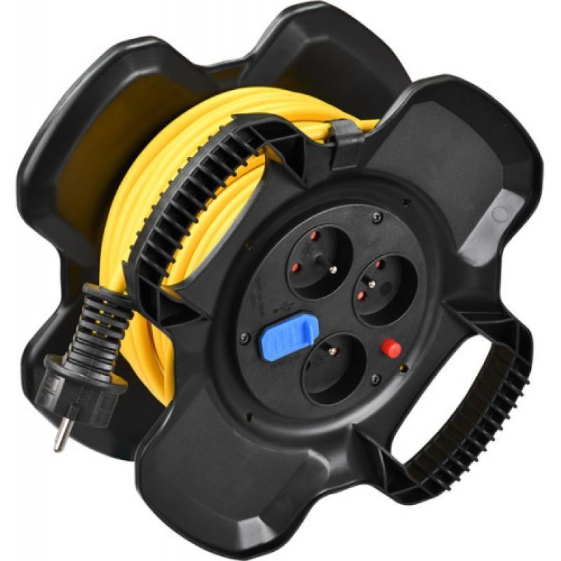 Enrouleur Câble Stanley 20m - 4 Prises 16A - IP44 étanche - Câble H07RN-F 3G1.5mm² - Pour Chantier