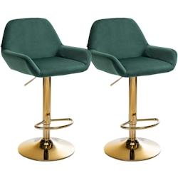 CLP Lot de 2 tabourets de bar Braga or velours Vert foncé - vert textile 325117_0