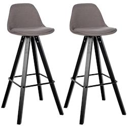 CLP Lot de 2 tabourets de bar Corbin en tissu carré Taupe/Noir - gris textile 327252_0
