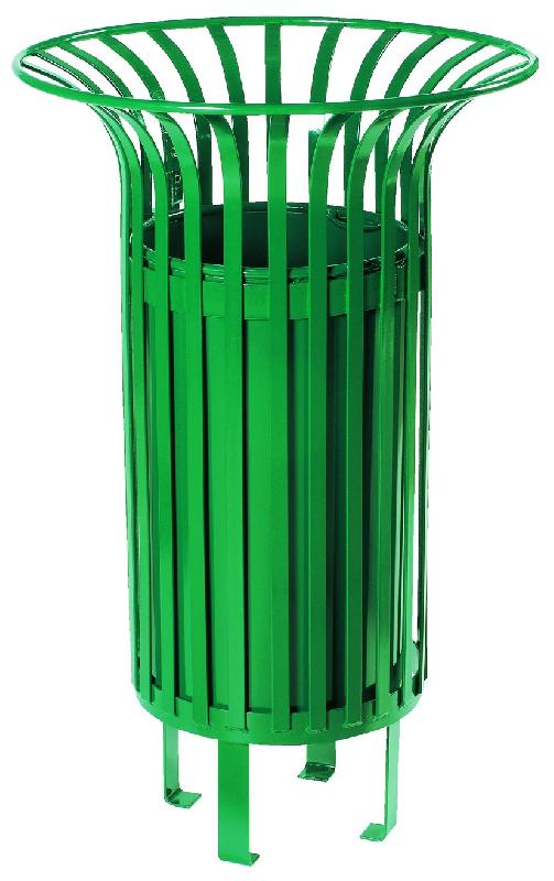 Corbeille Tulipe - Poubelle extérieure de collectivités - Acier - 65L/55L - Vert RAL 6005_0