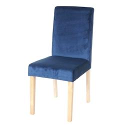 Décoshop26 - Chaise de salle à manger cuisine en velours bleu pieds en bois clair design moderne 04_0002311 - bleu 3000274132695_0