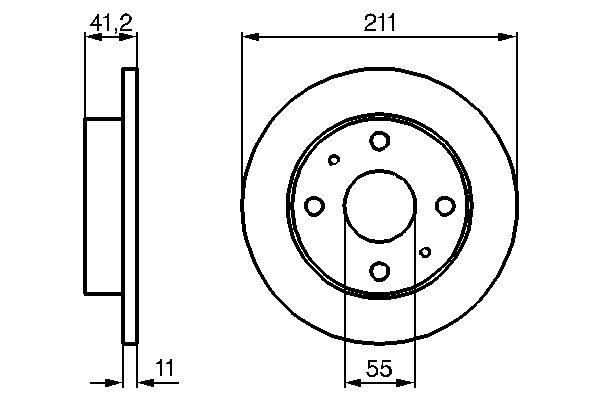 Disque de frein Bosch 0986479119 - Conditionnement boîte de 2 - Avant - 4 trous - Plein_0