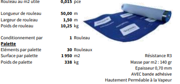 Écran de sous-toiture GERARD R3 - Performance 899202 - 50m x 1.5m avec bande adhésive_0