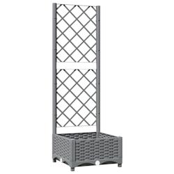 Helloshop26 - Jardinière bac lit surélevé plantes fleurs terrasse jardin avec treillis clair 40 x 40 x 121,5 cm PP gris 02_0038355 - 3000214183794_0