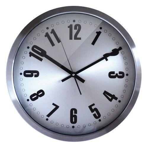 HORLOGE MURALE INOX DIA:45 CM 1 PILE AA (LR6)