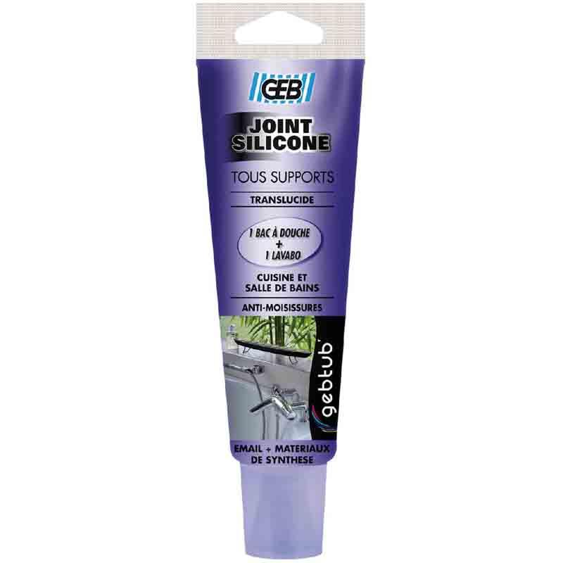 Joint silicone translucide - 100 ml - anti-moisissures pour cuisine et salle de bains - Marque Geb_0