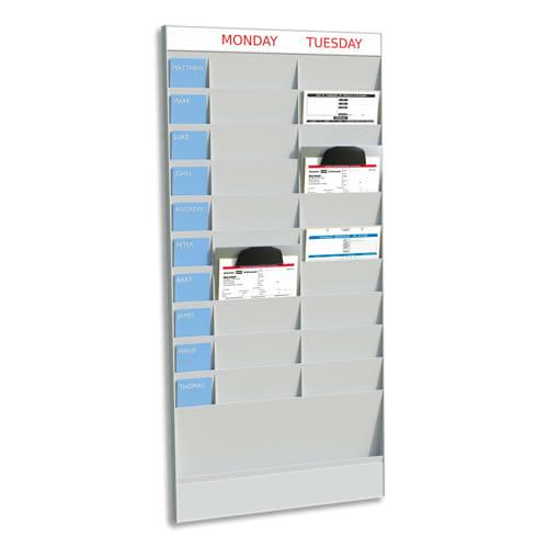 Paperflow planning office gris - élément de départ 20 cases A4, H126,3 x L58 x P4,6 cm - polystyrène choc ultra résistant_0