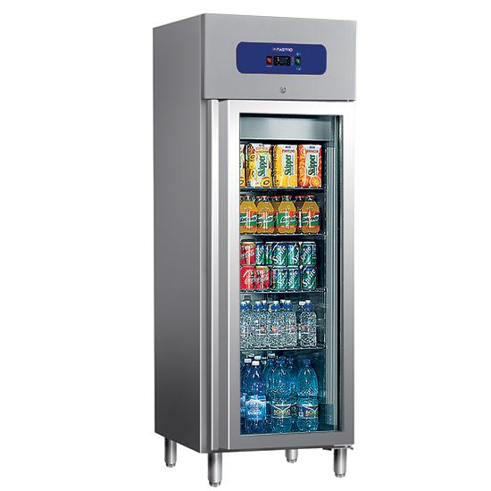 Réfrigérateur 400 litres en inox avec porte en verre, 460x485 mm, -2°/+8°c - BMA0013/FG_0