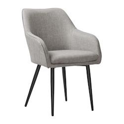 SalesFever Chaise de salle à manger | Revêtement en tissu structuré | Pieds de chaise en métal | L 61 x P 60 x H 85 cm | taupe – noir - multicol_0