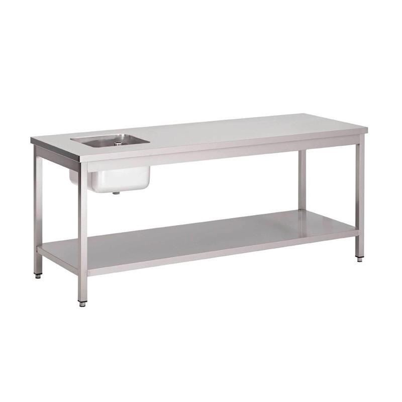 Table du chef inox avec étagère basse GASTRO M 1400 x 700 x 850mm - GN139_0