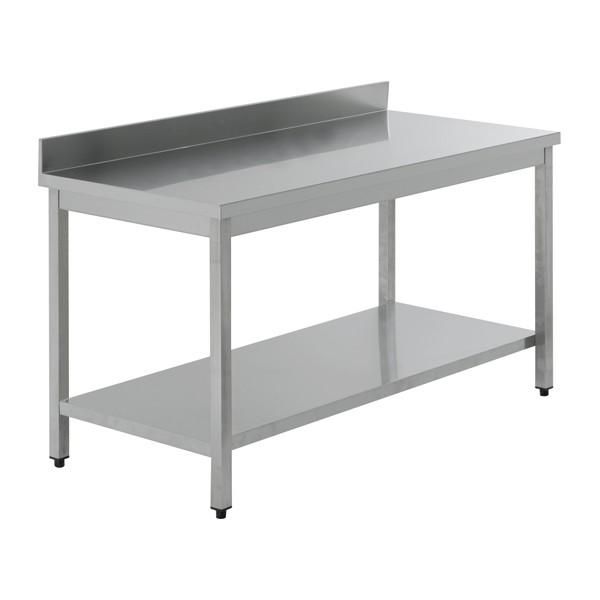 Table inox avec dosseret et étagère basse  meuble inox cuisine - synergie_0