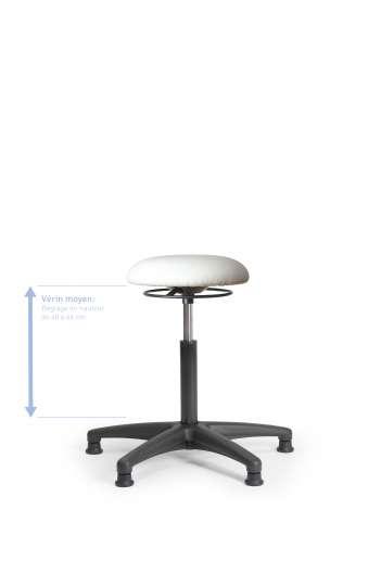 Tabouret atelier Cerclo - skaï blanc - vérin moyen - réf : CERPRCSBVMP_0