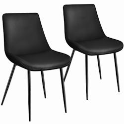 Tectake Lot 2 chaises assise ergonomique rembourrée aspect velours noir - 404923 - noir polyester 404923_0