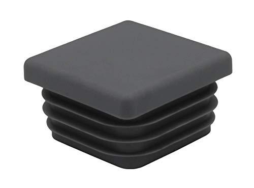 Lot de 10 bouchons de tuyaux carré avec lamelles - tailles 50x50mm - polyéthylène gris, fabriqué en Allemagne_0