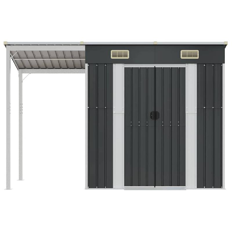 Abri de jardin avec toit prolongé anthracite 277x107x181 cm Modèle AbriTribu 235 - 8720845888855_0