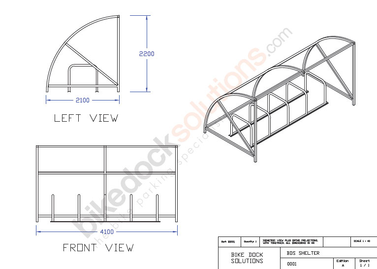 Abri vélo semi-ouvert demi-lune bsc1 / structure en acier / bardage en polycarbonate / pour 10 vélos_0