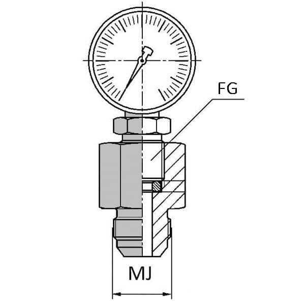 Adaptateur droit mâle JIC x femelle gaz cylindrique manomètre - 3/4' , 19.05 , 1/2' , 18_0