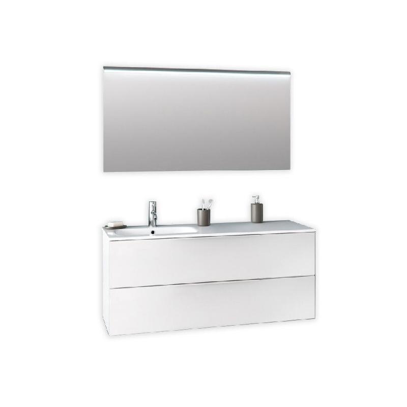 AQA Design Composition de la salle de bain en mélamine SX LARISSA blanc mat L.121 P.46,5 H.190 MPLA42-O1 - blanc Bois manufacturé MPLA42-O1_0