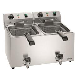 Bartscher Friteuse inox double 2 x 9 Litres à poser, 6600 W, 220 V - MONO - Acier inoxydable 18/10 A162824E_0