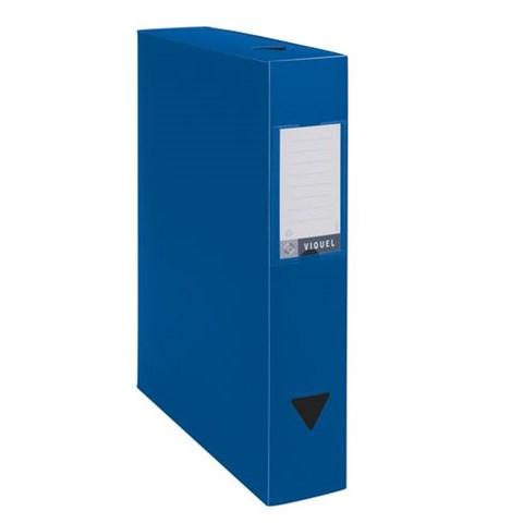 LOT DE 8 - BOÎTE DE CLASSEMENT PLASTIQUE VIQUEL DOS 6 CM BLEUE