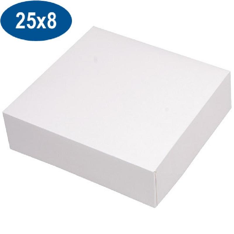 BOITE PÂTISSIÈRE EN CARTON BLANCHE 25X8 CM X 50 FIRPLAST