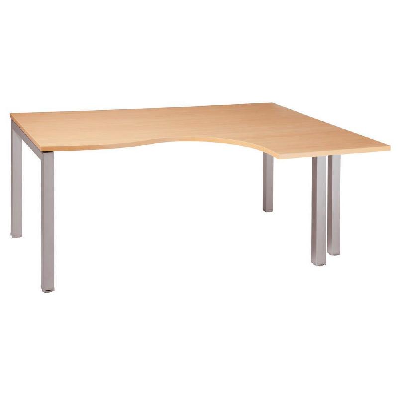 BUREAU COMPACT RETOUR A DROITE ACTUAL - L. 180 X P. 120 CM - PLATEAU HETRE - 4 PIEDS ALUMINIUM