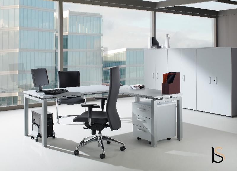 Bureau d'angle Quadra - Mobel Linea. - Argent Ral 9006, Gris, Droite_1