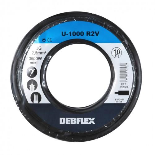 CÂBLE RIGIDE - 3 X 1,5 MM² - 10 M - NOIR - U-1000 R2V DEBFLEX
