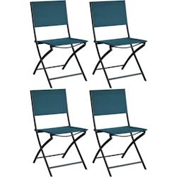 Chaise pliante en acier et toile Dream (Lot de 4) Graphite, bleu Alizé - 3700866348137_0