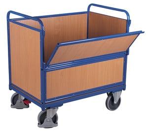 Chariot caisse avec plateau mélaminé - châssis mécano-soudé - charge jusqu'à 500 kg_0
