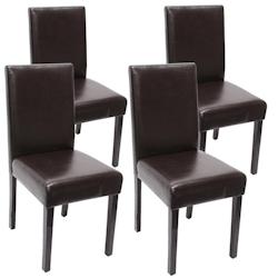 Décoshop26 - Lot de 4 chaises de salle à manger design moderne en cuir marron pieds foncés 04_0007527 - marron 3000262173204_0