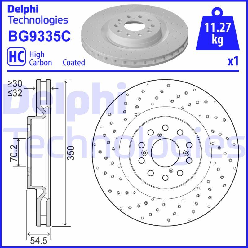 Disque de frein Delphi BG9335C - avant - poinçonné et ventilé_0
