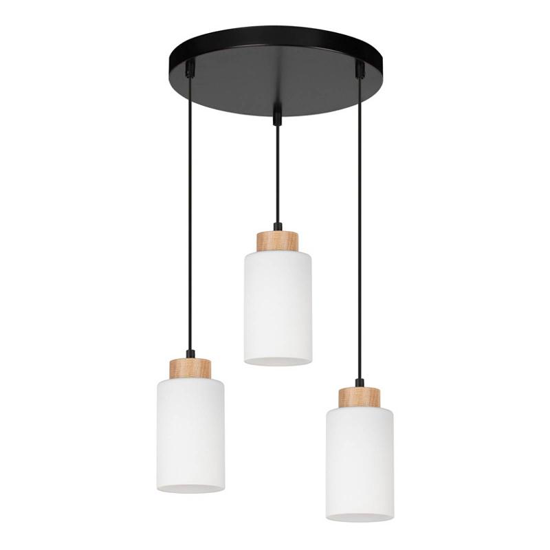 ENVOSTAR TALIA SUSPENSION CHÊNE/BLANC, 3 LAMPES RONDE