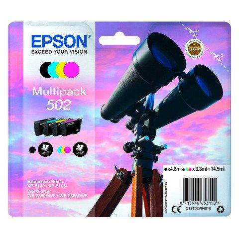 EPSON 502 PACK DE 4 CARTOUCHES 1 NOIR ET 3 COULEURS POUR IMPRIMANTE JET D'ENCRE - CARTOUCHE AUTHENTIQUE