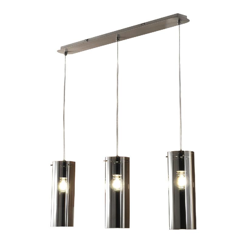 Fabas Luce Suspension Sintesi en métal et verre soufflé fumé, 3 douilles E27, design moderne et élégant pour éclairage intérieur IP20 - gris 80_0