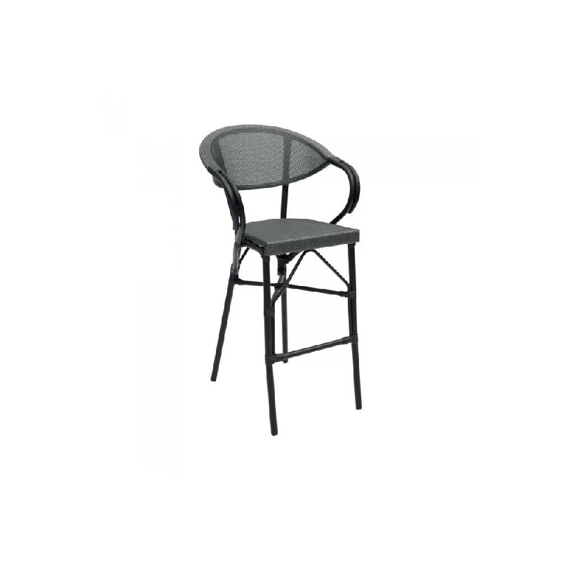 Fauteuil haut en aluminium MODENE - Stamp - design wood ou black, assise et dossier textylène_0