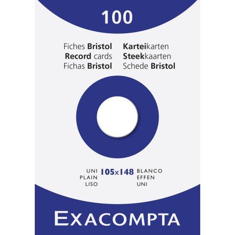 FICHE BRISTOL 105 X 148 MM UNIE BLANCHE NON PERFORÉE EXACOMPTA - BOÎTE DE 100