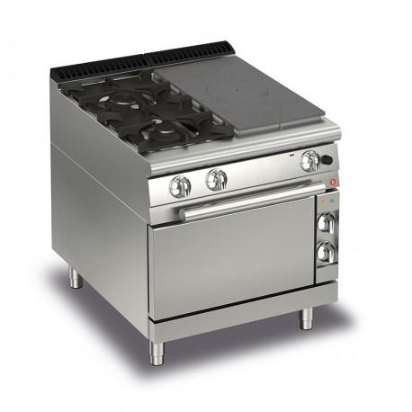 Fourneau - 2 feux vifs gaz + 1/2 plaque coup de feu sur four gaz - gamme Queen 700 - Baron - 70QTPMFG801SX_0